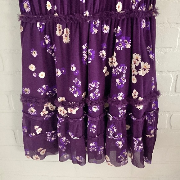 Vintage Y2K Juicy Couture Mini Dress floral print Purple/Cream Mesh Studds S - Picture 9 of 12